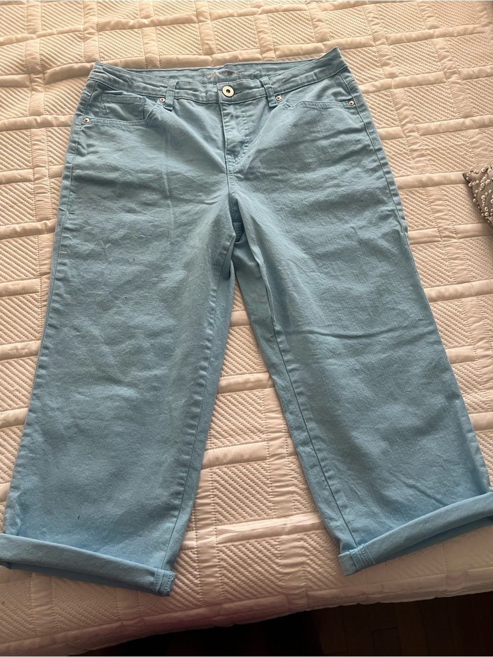 Style & Co. Light Blue Wide-Leg Capri Pants